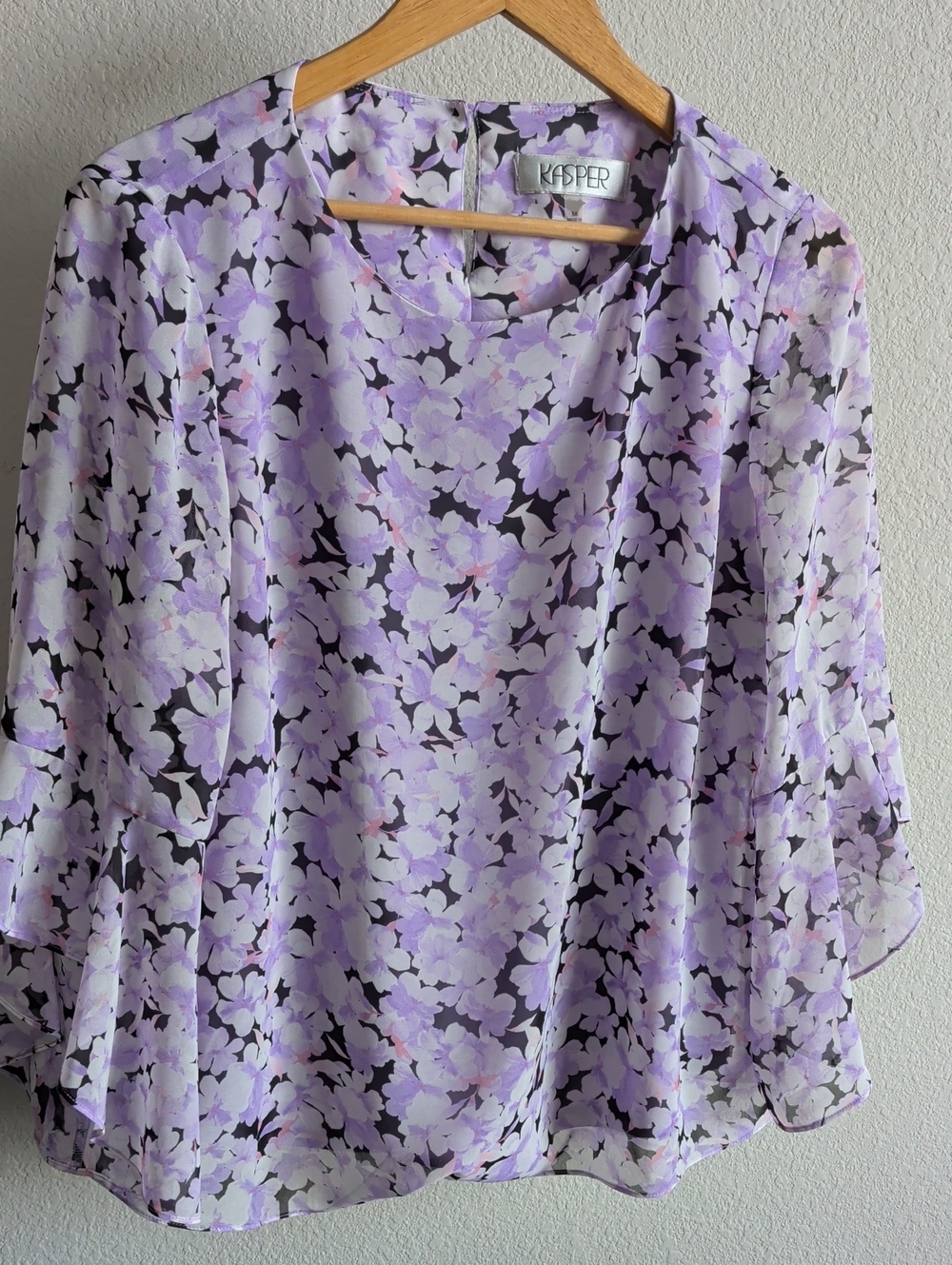 Kasper Lavender Floral Chiffon Blouse